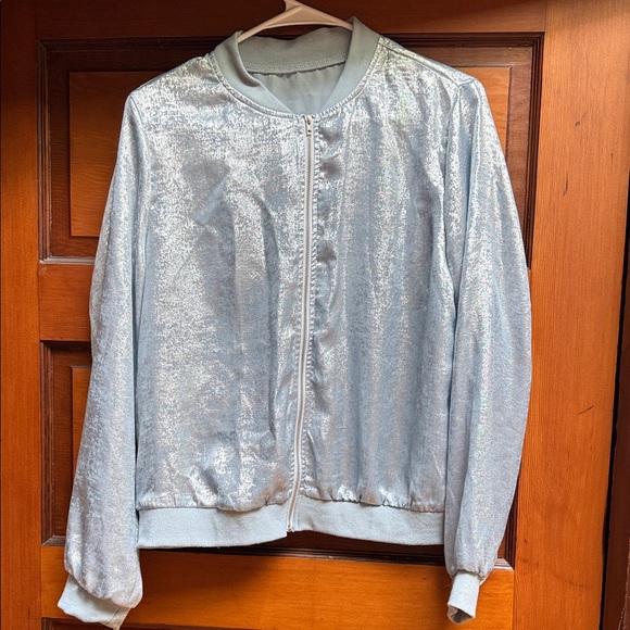 Jackets & Blazers - Women’s light blue metallic light weight jacket